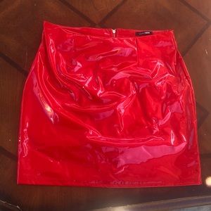 Fashion nova red leather skirt